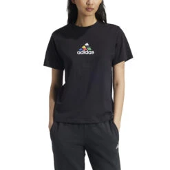 T-shirt Femme Adidas House Of Tiro Nations Graphic -BULLPADEL Soldes Magasin adidas iy3439 4 apparel on model front view white